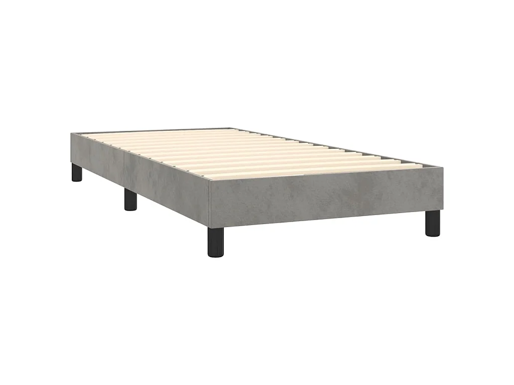 Sommier à lattes de lit et matelas Gris clair 90x190 cm Velours