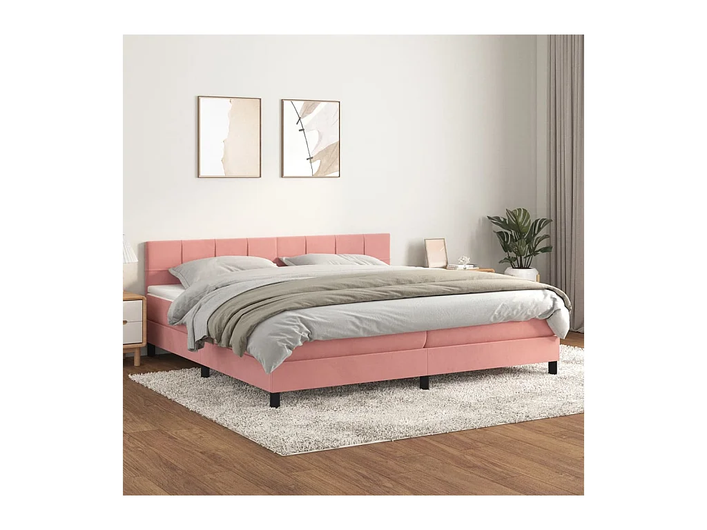 Sommier à lattes de lit avec matelas Rose 200x200 cm Velours