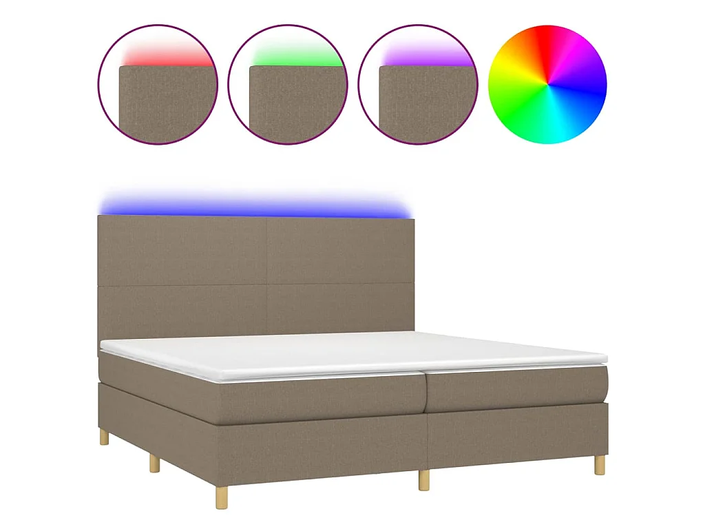 Boxspring met matras en LED stof taupe 200x200 cm