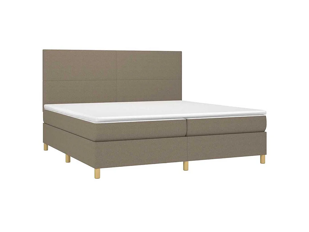 Sommier à lattes de lit et matelas et LED Taupe 200x200cm Tissu