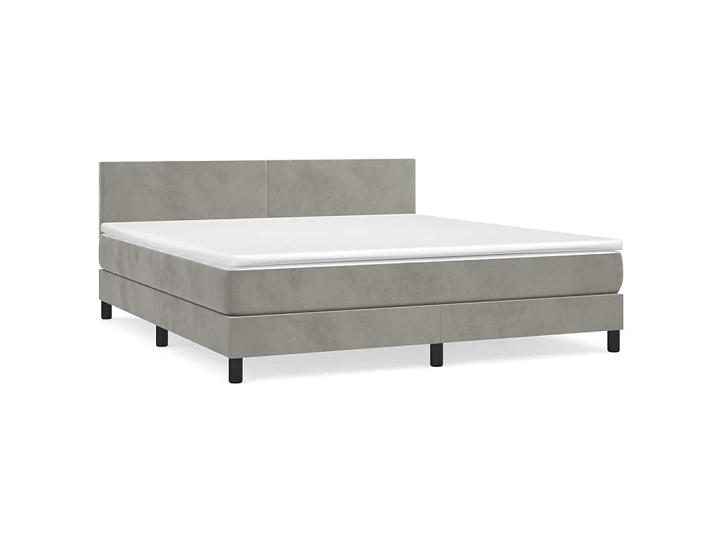 Giroletto a Molle con Materasso Grigio Chiaro 180x200cm Velluto