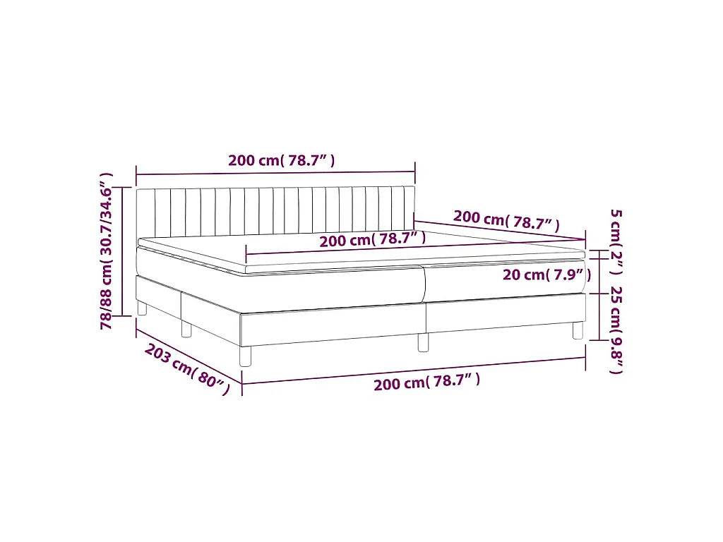 Sommier à lattes de lit et matelas Vert foncé 200x200cm Velours