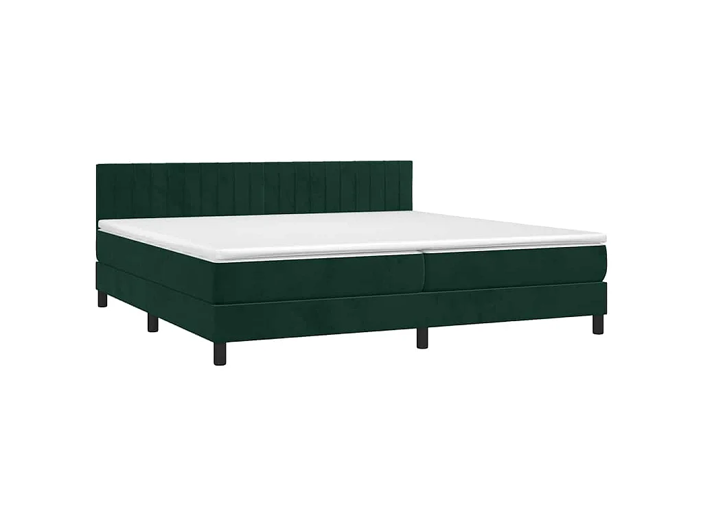 Cama com molas/colchão 200x200 cm veludo verde-escuro
