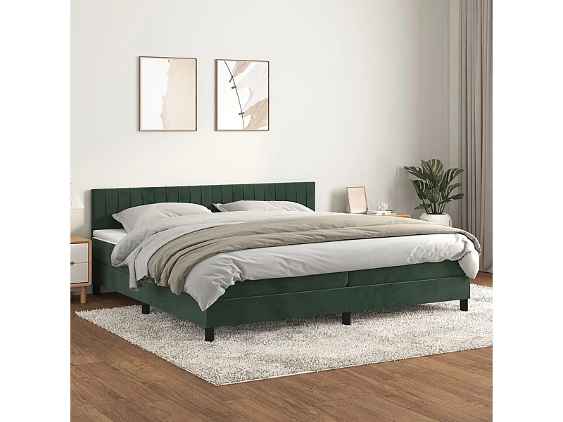 Boxspringbett mit Matratze Dunkelgrün 200x200 cm Samt