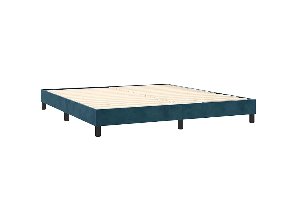 Cama box spring con colchón terciopelo azul oscuro 180x200 cm