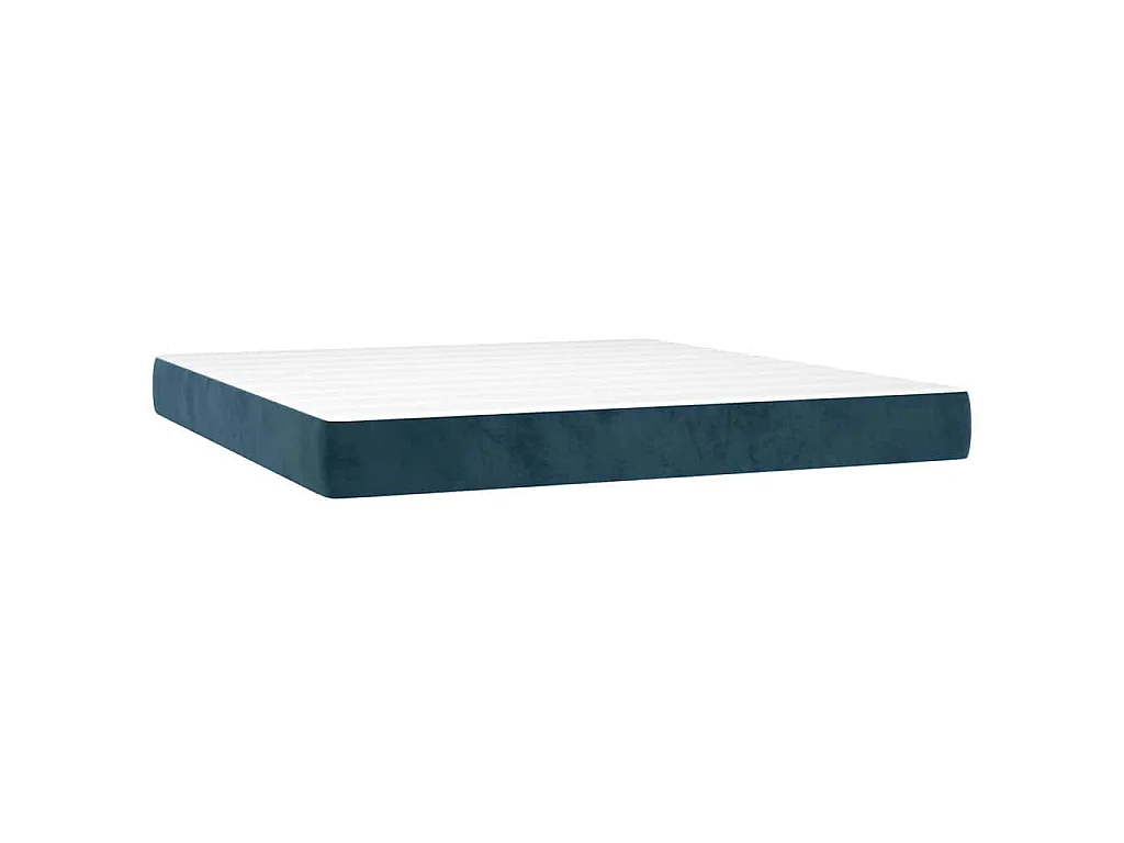 Cama box spring con colchón terciopelo azul oscuro 180x200 cm