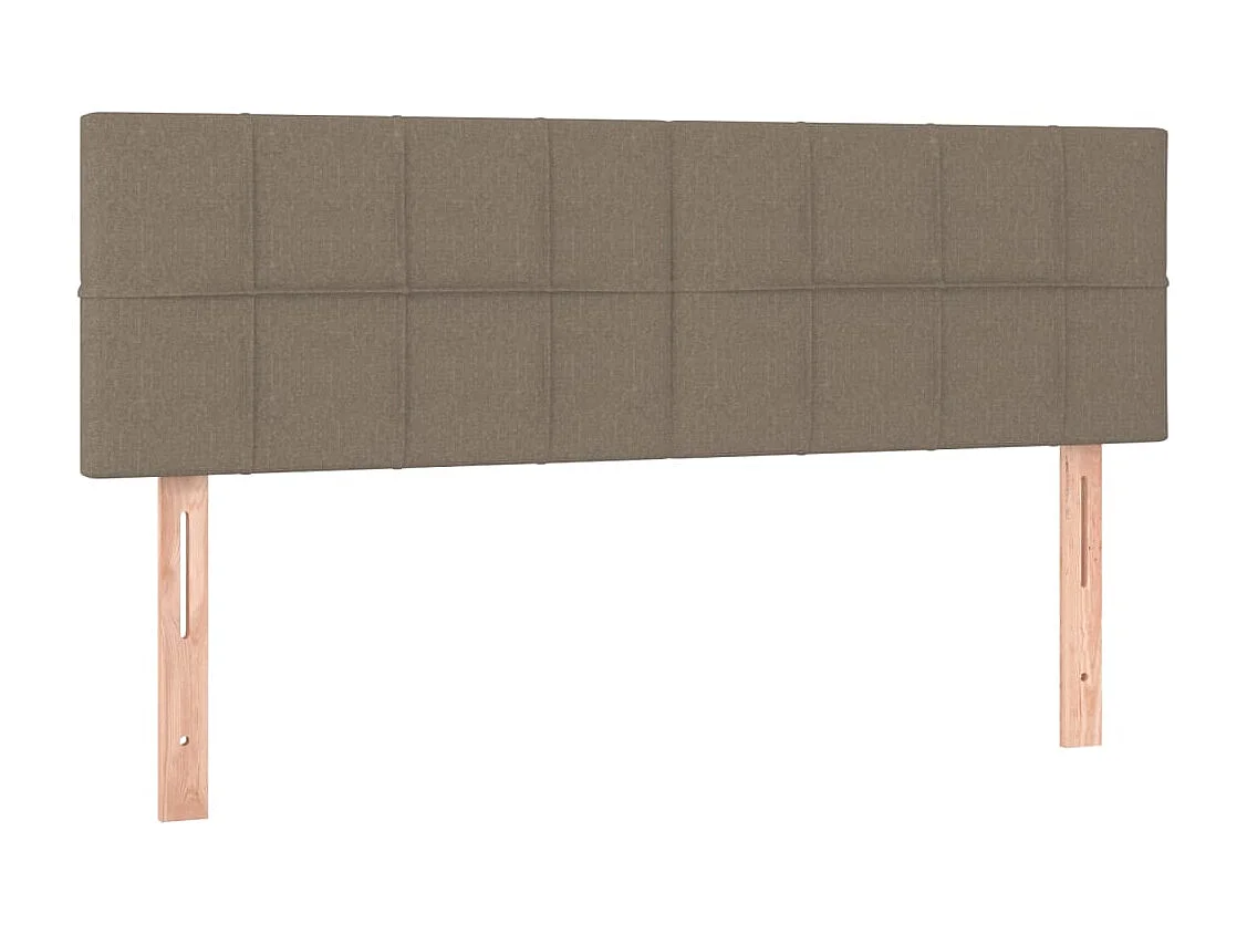 Cama box spring colchón y luces LED tela gris taupe 140x190 cm
