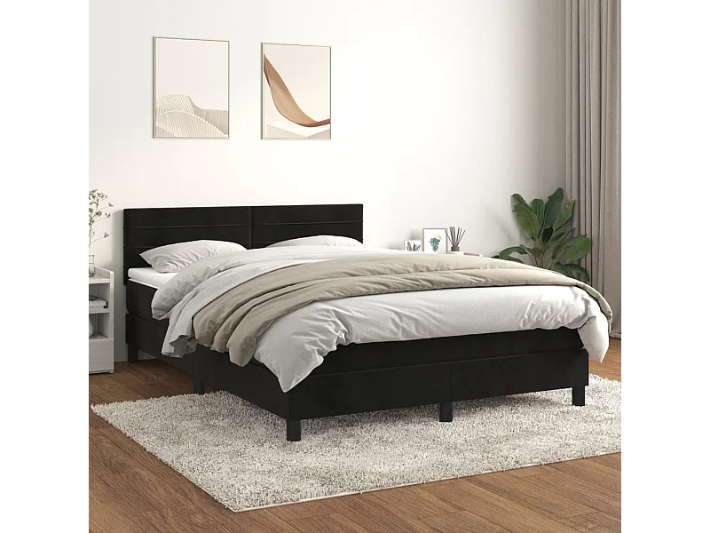 Boxspringbett mit Matratze Schwarz 140x190 cm Samt