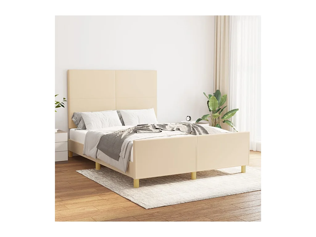 Cadre de lit sans matelas crème 140x200 cm tissu