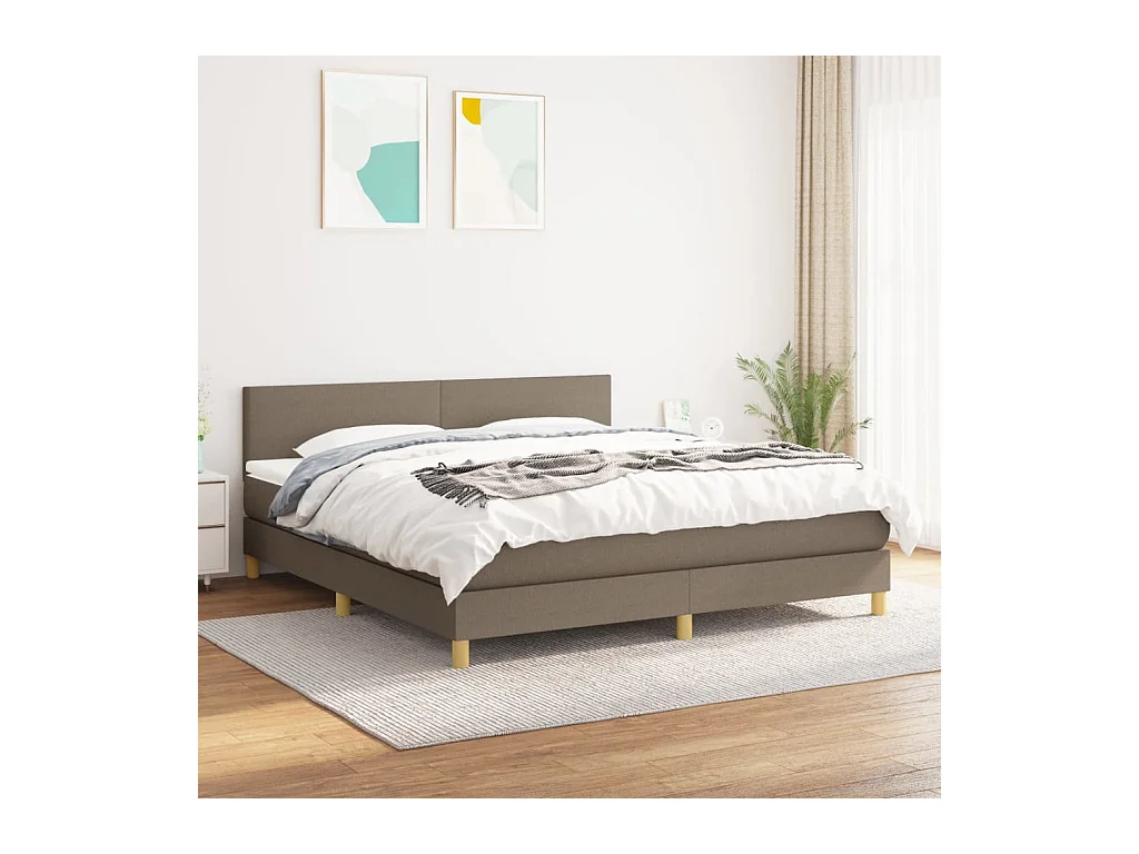 Sommier à lattes de lit avec matelas Taupe 180x200 cm Tissu