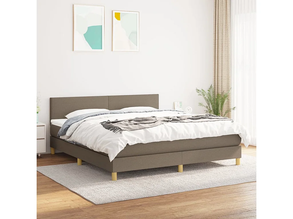 Boxspring Taupe 180x200 cm z Materacem Kieszeniowym i Topperem
