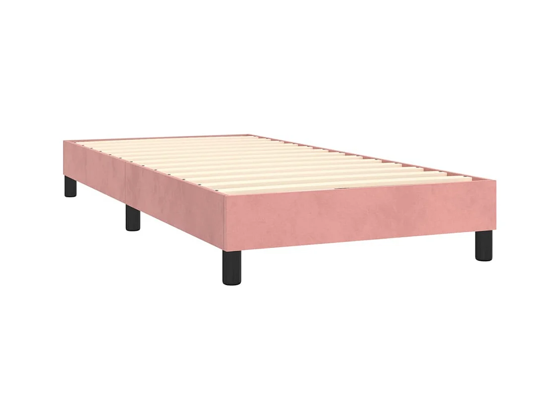 Cama box spring con colchón terciopelo rosa 90x190 cm