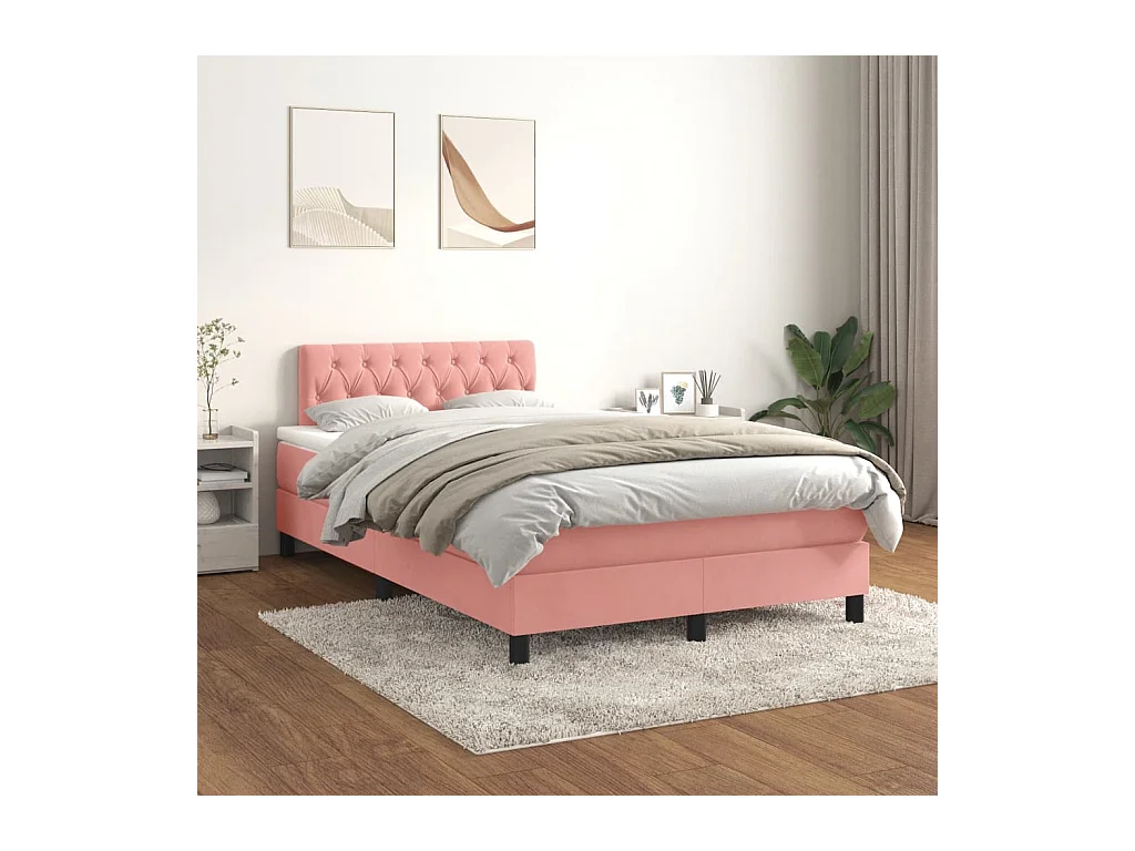 Boxspringbett mit Matratze Rosa 120x200 cm Samt
