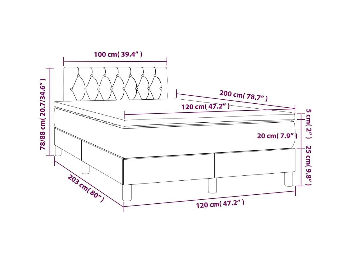 Boxspringbett mit Matratze Rosa 120x200 cm Samt