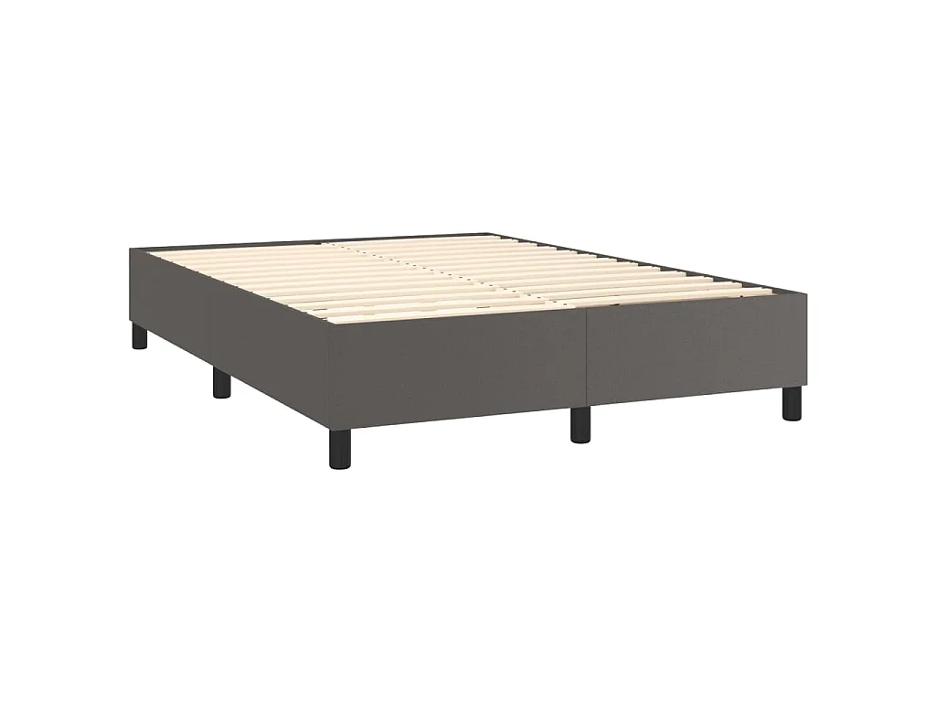 Boxspring met matras en LED kunstleer grijs 140x200 cm