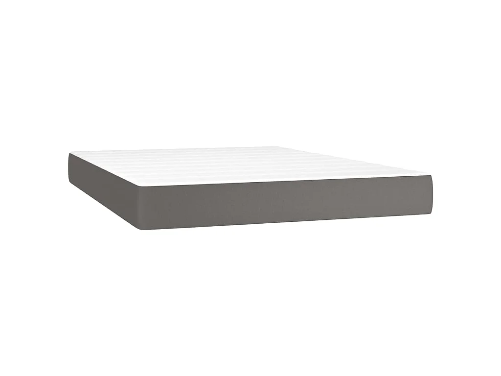 Boxspring met matras en LED kunstleer grijs 140x200 cm