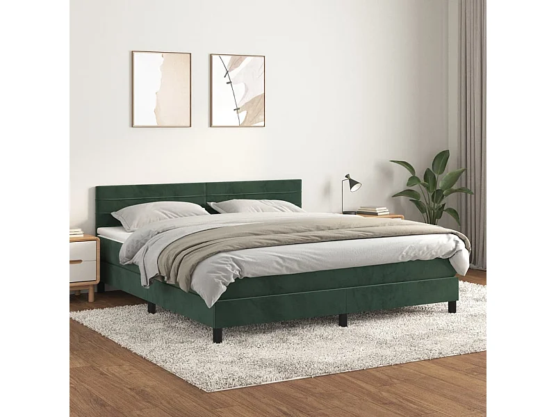 Boxspringbett mit Matratze Dunkelgrün 180x200 cm Samt