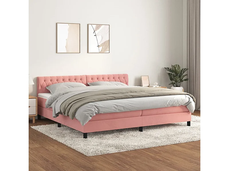 Boxspringbett mit Matratze Rosa 200x200 cm Samt