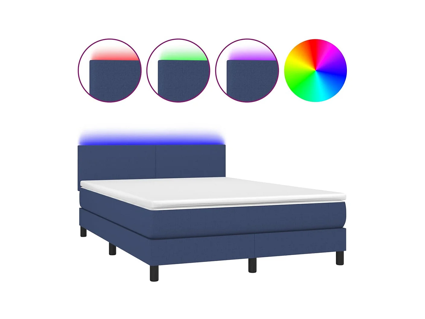 Boxspringbett mit Matratze & LED Blau 140x200 cm Stoff