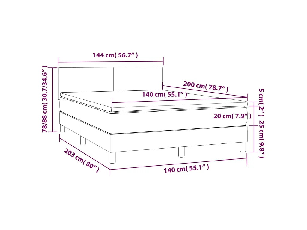 Boxspring met matras en LED stof blauw 140x200 cm