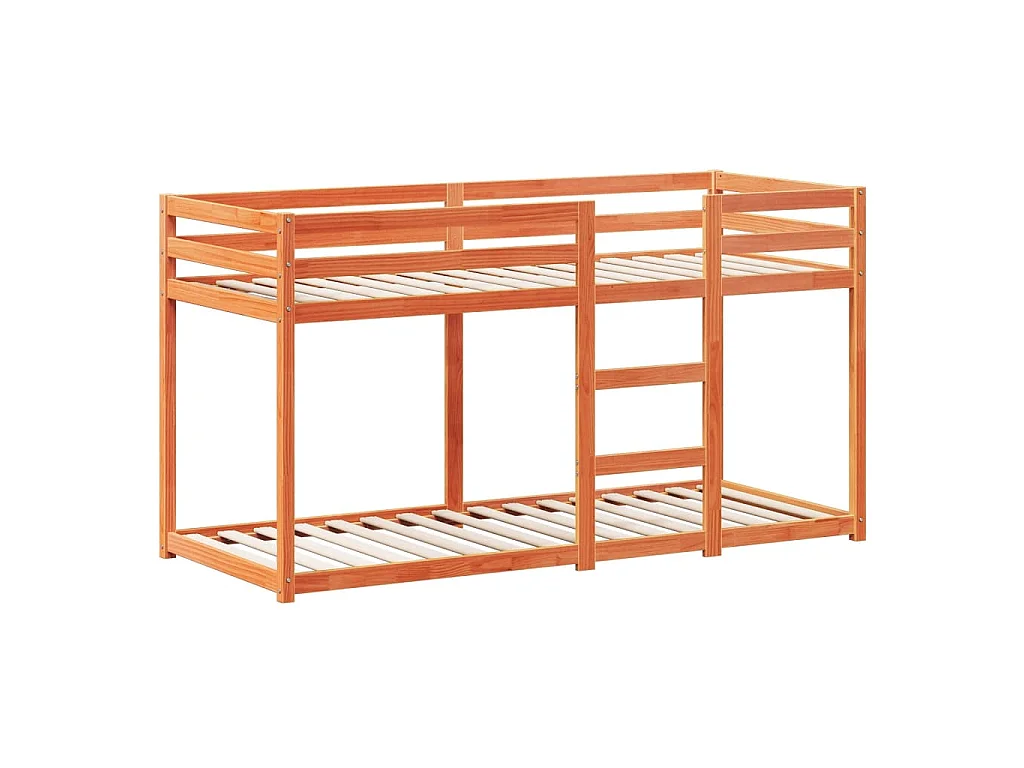 Etagenbett mit Dach Wachsbraun 90x200 cm Massivholz Kiefer