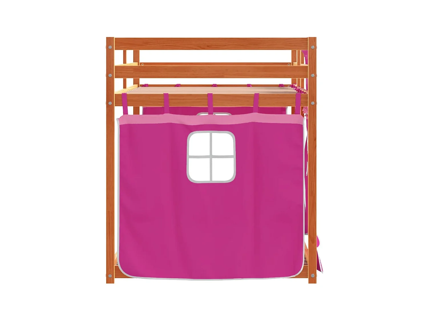 Stapelbed met gordijnen 90x200 cm grenenhout roze