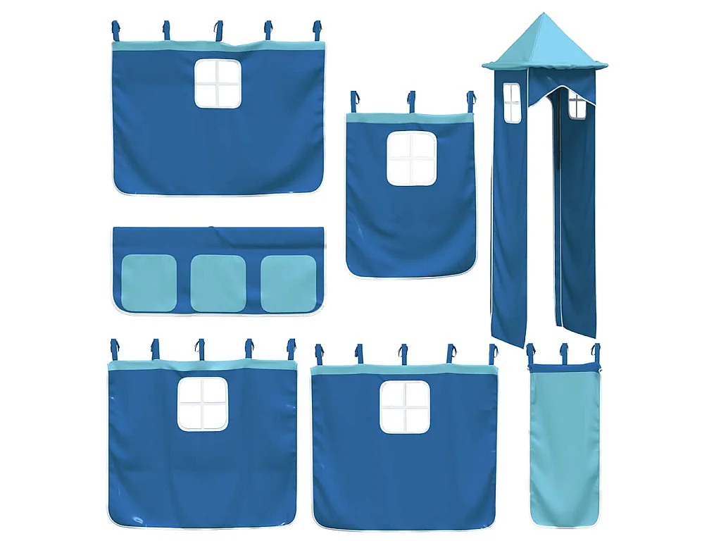 Lit superposé sans matelas avec toboggan et rideaux 80x200 cm