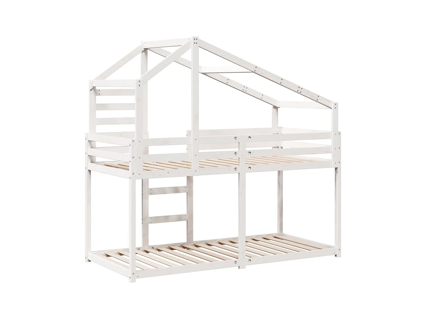 Lit superposé sans matelas blanc 90x200 cm bois de pin massif