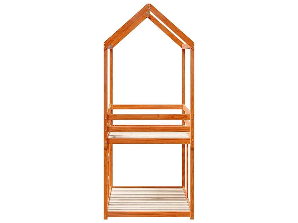 Etagenbett mit Dach Wachsbraun 90x190 cm Massivholz Kiefer