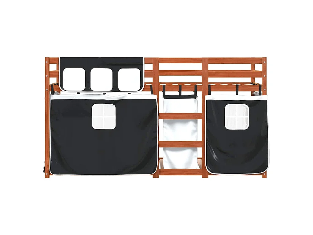 Letto a Castello senza Materasso Bianco e Nero 80x200cm in Pino