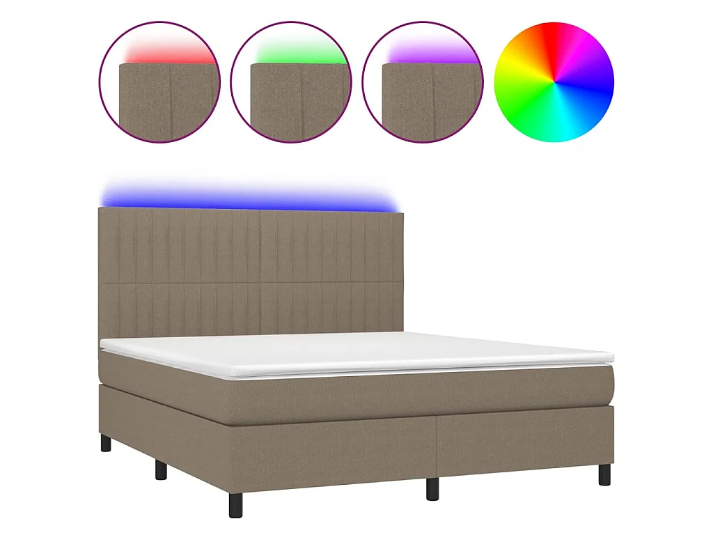 Boxspring met matras en LED stof taupe 180x200 cm
