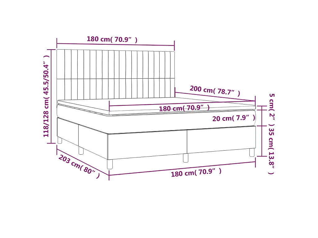 Boxspring met matras en LED stof taupe 180x200 cm