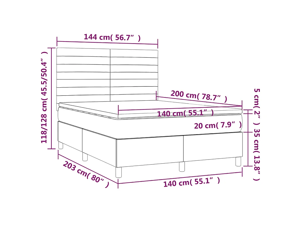 Boxspring met matras stof zwart 140x200 cm