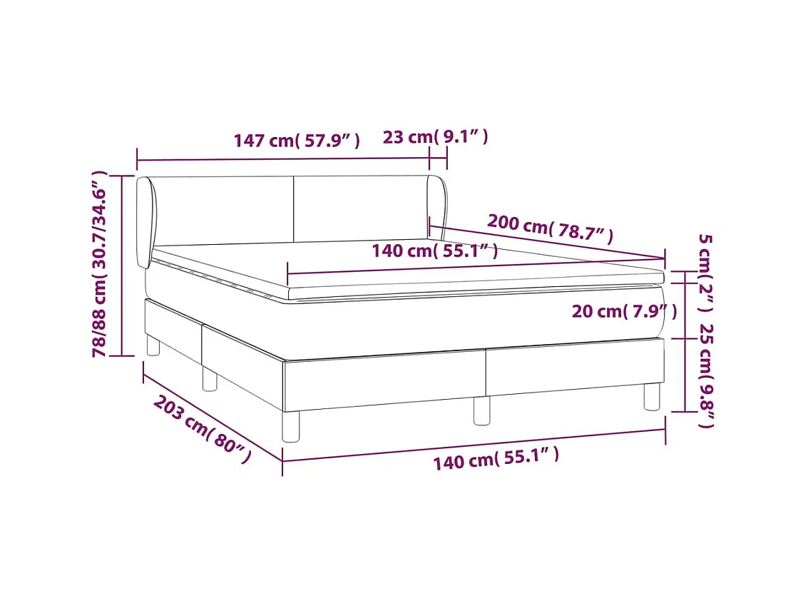 Sommier à lattes de lit avec matelas Taupe 140x200 cm Tissu