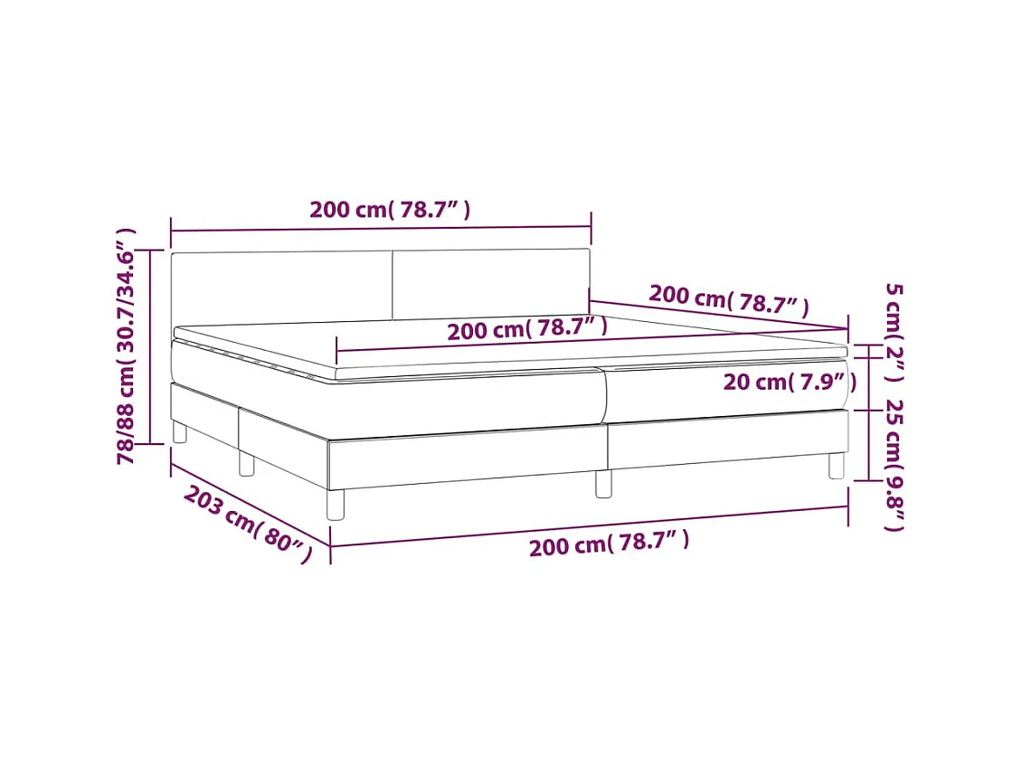Sommier à lattes de lit et matelas Bleu foncé 200x200cm Velours