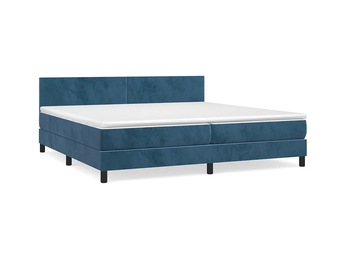 Sommier à lattes de lit et matelas Bleu foncé 200x200cm Velours