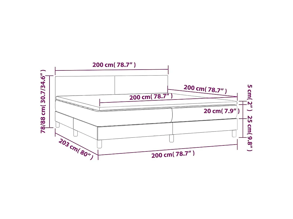 Giroletto a Molle con Materasso Blu Scuro 200x200 cm in Velluto