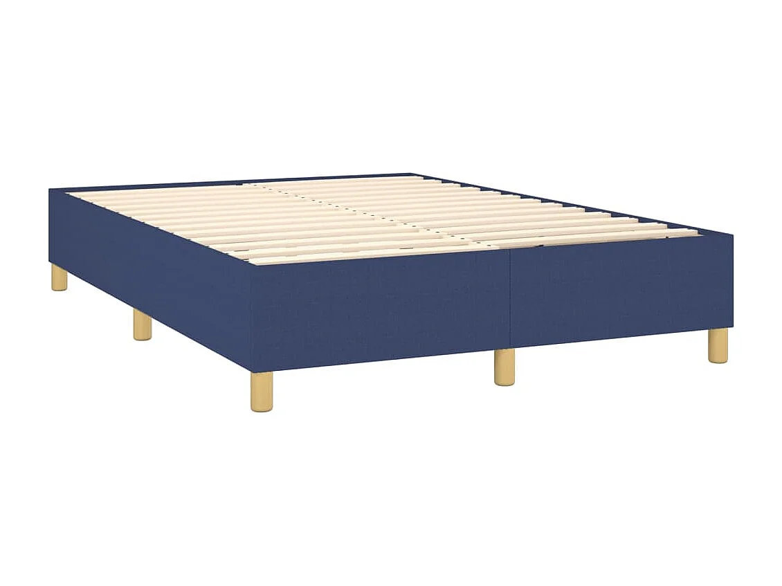 Sommier à lattes de lit matelas et LED Bleu 140x190 cm Tissu