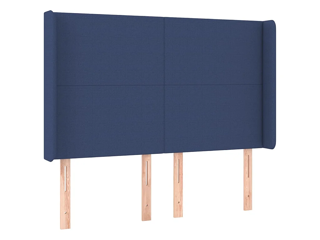 Sommier à lattes de lit matelas et LED Bleu 140x190 cm Tissu