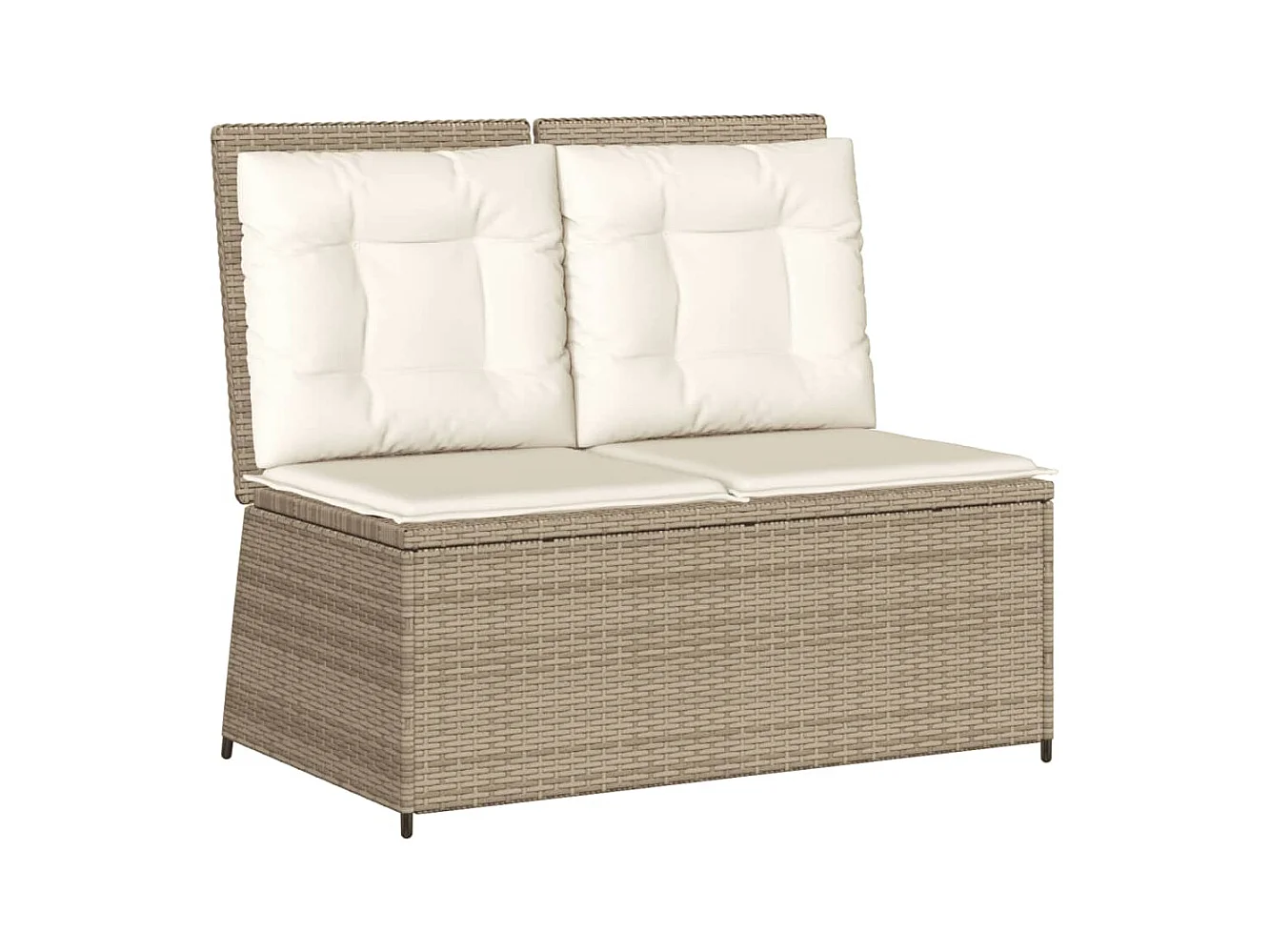 Banc inclinable de jardin avec coussins beige résine tressée