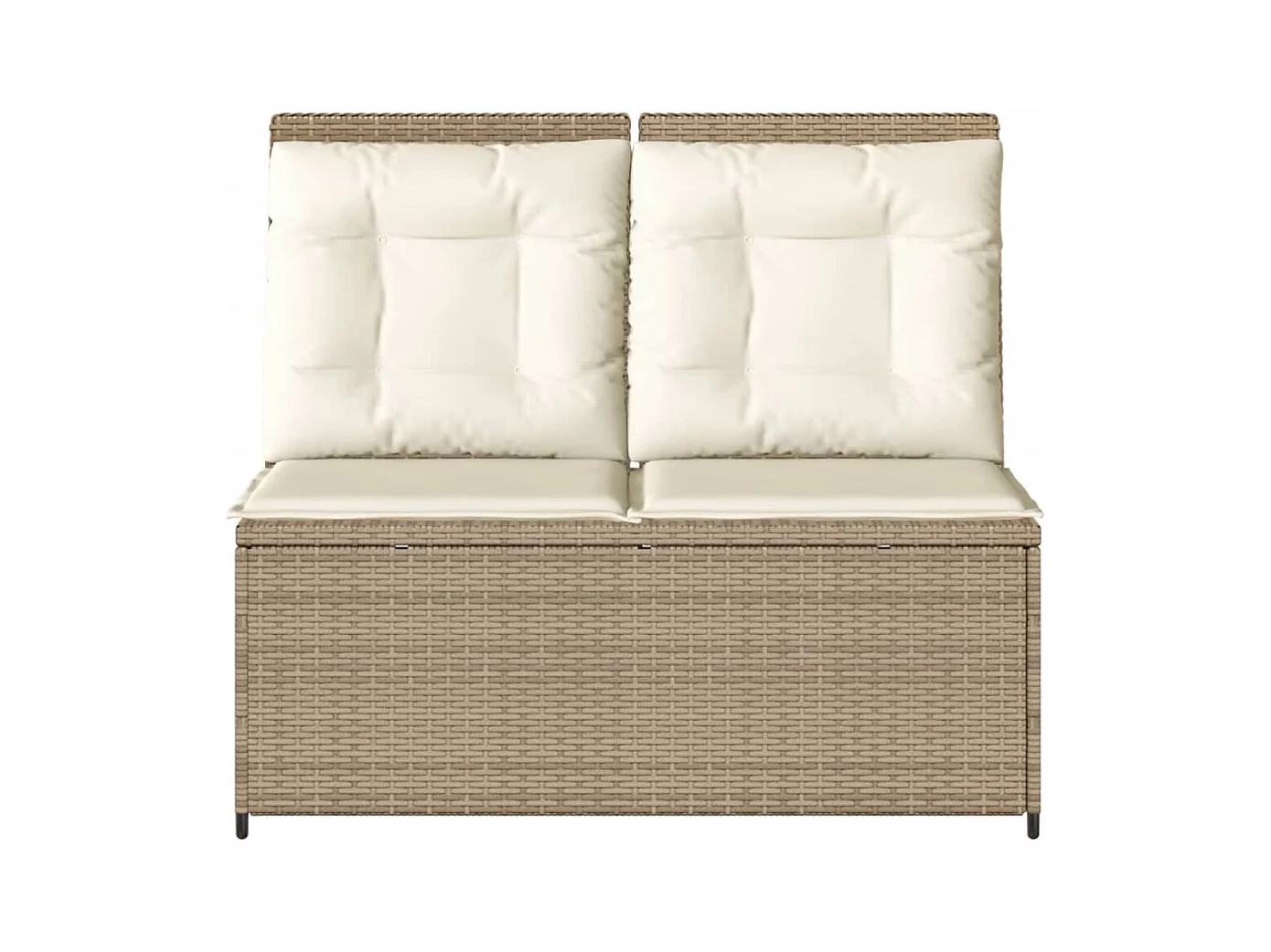 Banc inclinable de jardin avec coussins beige résine tressée