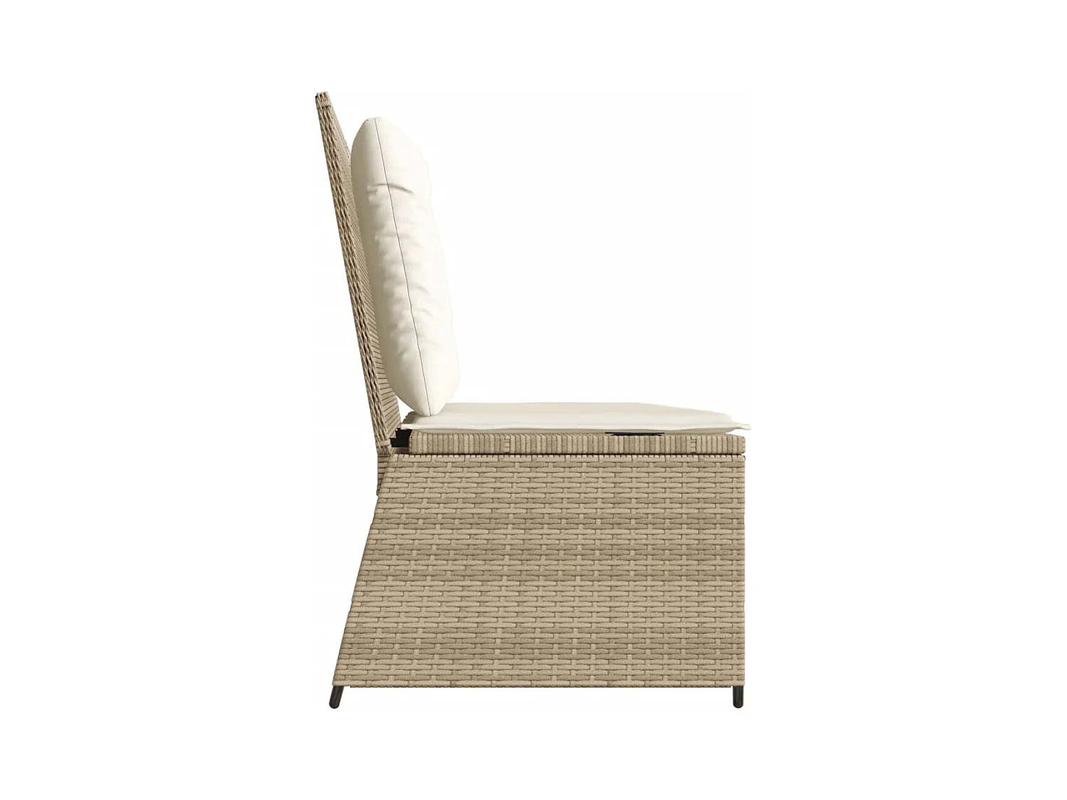 Banc inclinable de jardin avec coussins beige résine tressée