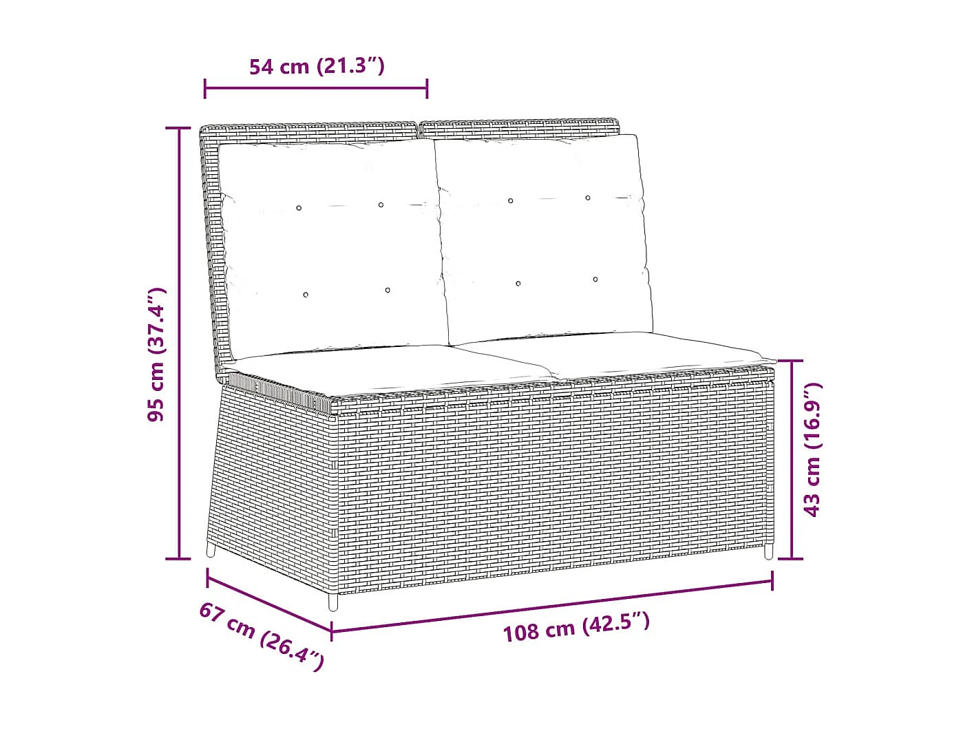Banc inclinable de jardin avec coussins beige résine tressée