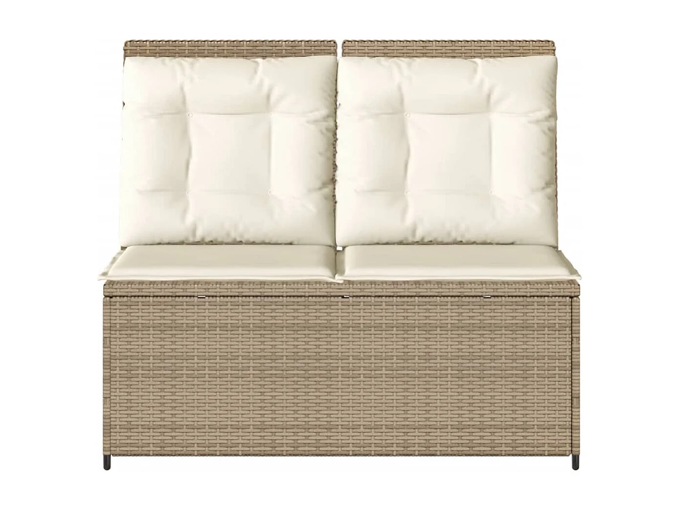 Tuinbankje verstelbaar met kussens poly rattan beige
