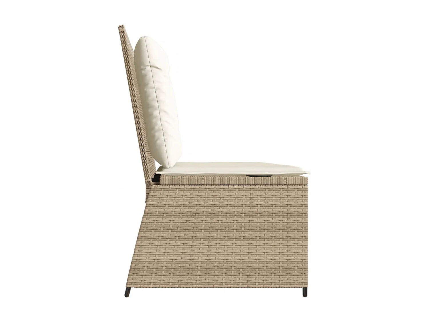 Tuinbankje verstelbaar met kussens poly rattan beige