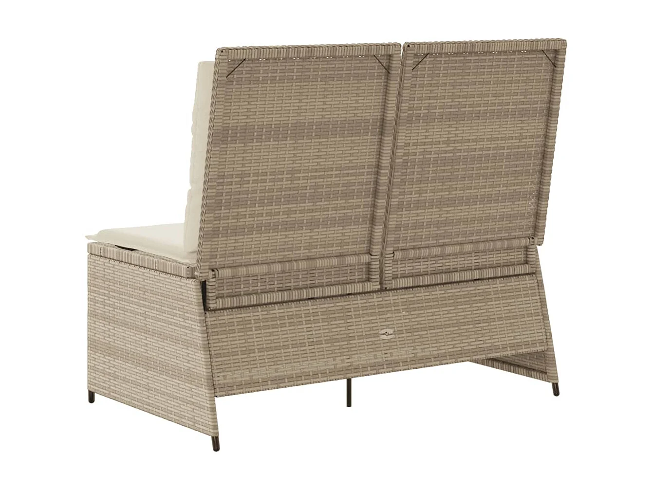 Tuinbankje verstelbaar met kussens poly rattan beige