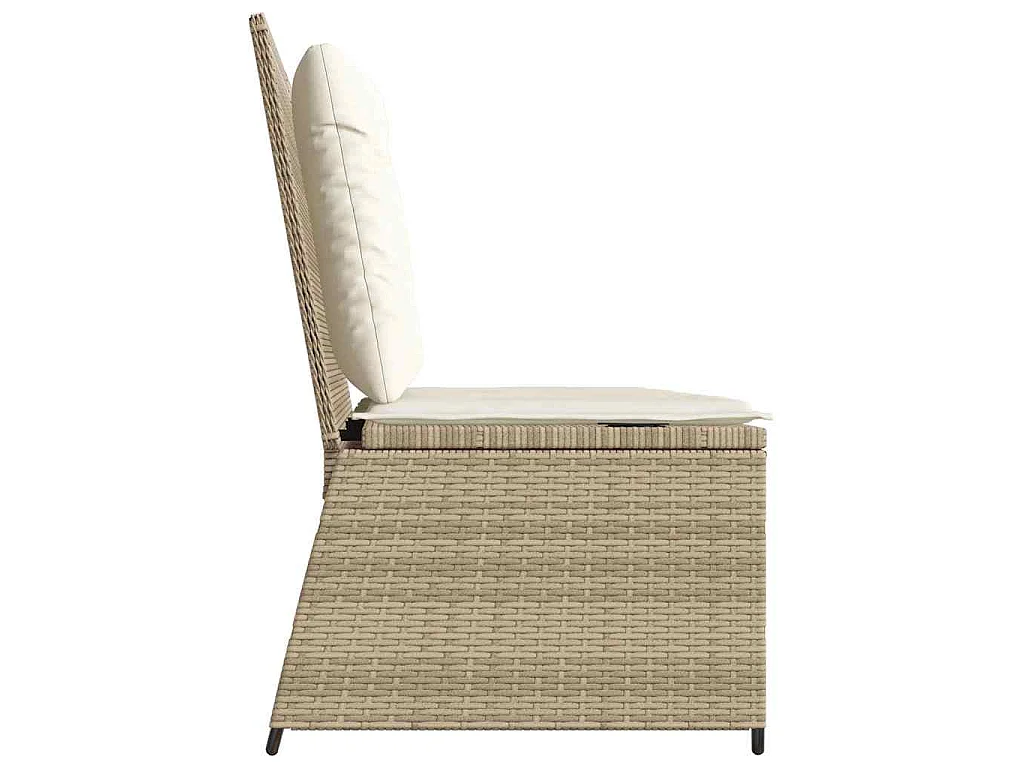 Tuinbankje verstelbaar met kussens poly rattan beige