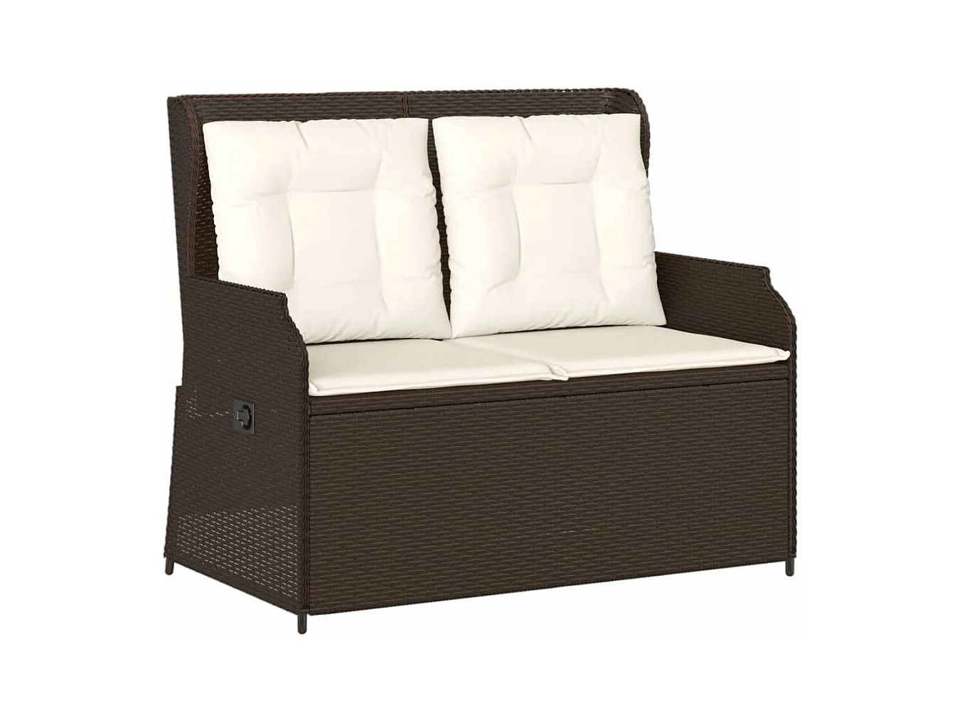 Banc inclinable de jardin avec coussins marron résine tressée