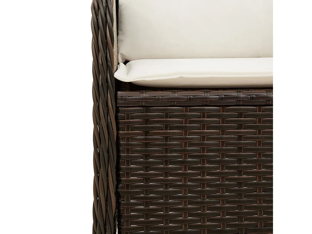 Banc inclinable de jardin avec coussins marron résine tressée