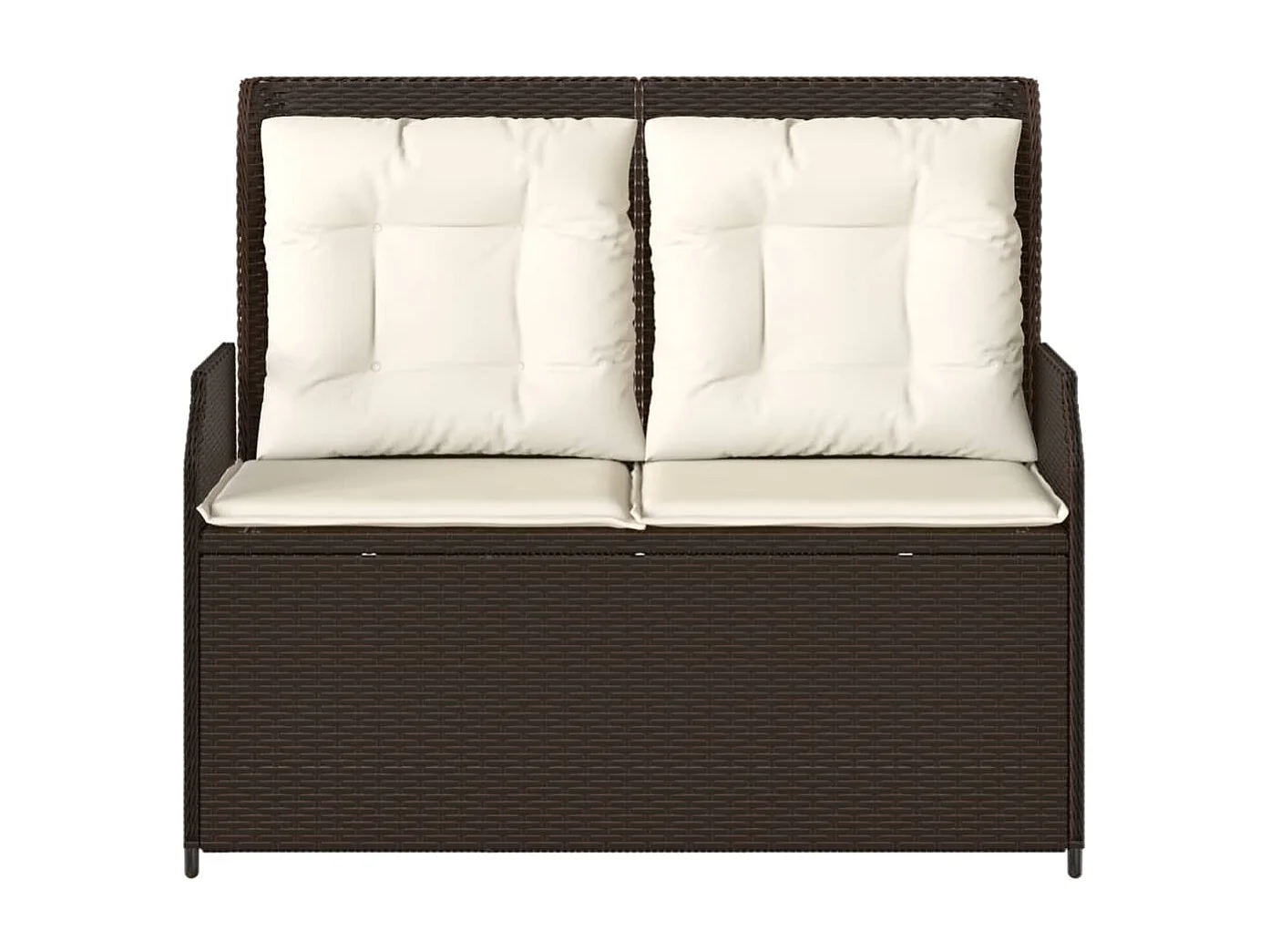 Banc inclinable de jardin avec coussins marron résine tressée